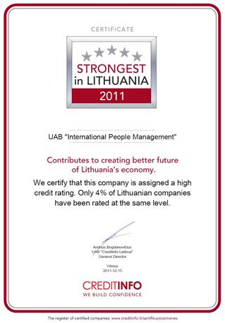 Strongest in Lithuania 2011 - IPM - International People Management | Trainings and seminars picture