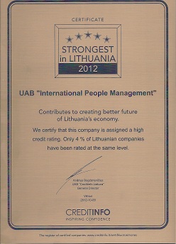Strongest in Lithuania 2012 - IPM - International People Management | Trainings and seminars picture
